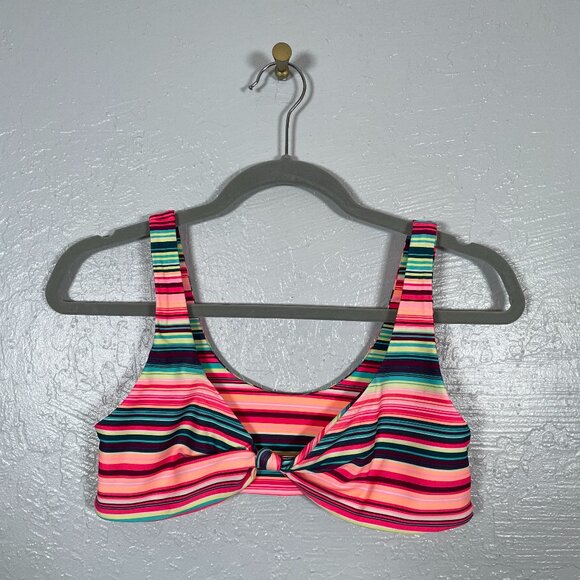 Blackbough Women M Multicolor Serape Stripe Bikini Top Twist Front No Pads - Picture 1 of 7